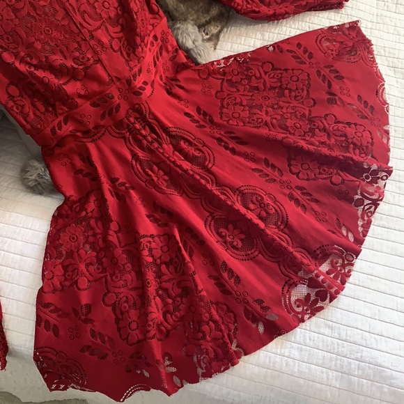 Free People Lovers Folk Song Dress burgundy sheer lace mini size 8 - Picture 4 of 16